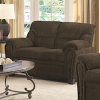Casual Padded Loveseat with Nail Heads