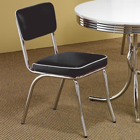 Chrome Plated Side Chair with Black Cushion