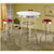 White Bar Table Shown with Red Bar Stools