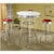 White Bar Table Shown with Red Bar Stools