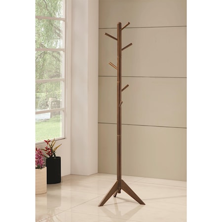 WALNUT 6 HOOK COAT RACK | .