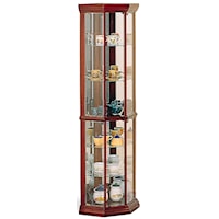 Solid Wood Cherry Glass Corner Curio Cabinet with 6 Shelves