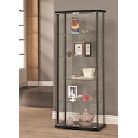 5 Shelf Contemporary Glass Curio Cabinet
