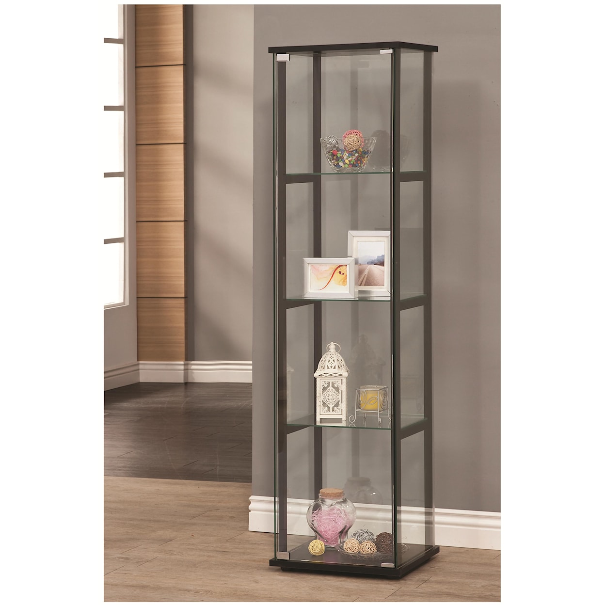 Coaster Curio Cabinets BLACK 16.75x14.25x63.75 | CURIO CABINET