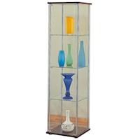 CHROME/CAPPUCCINO | GLASS CURIO CABINET