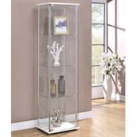 Contemporary White/Glass Curio Cabinet