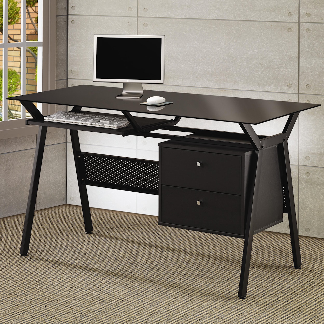 Coaster Computer Desk MATTE BLACK COMPUTER DESK |