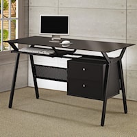 Metal and Glass Computer Desk with Two Storage Drawers