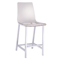 Acrylic Counter Height Stool with Chrome Base