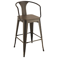 Cafe Bar Stool with Wood Seat