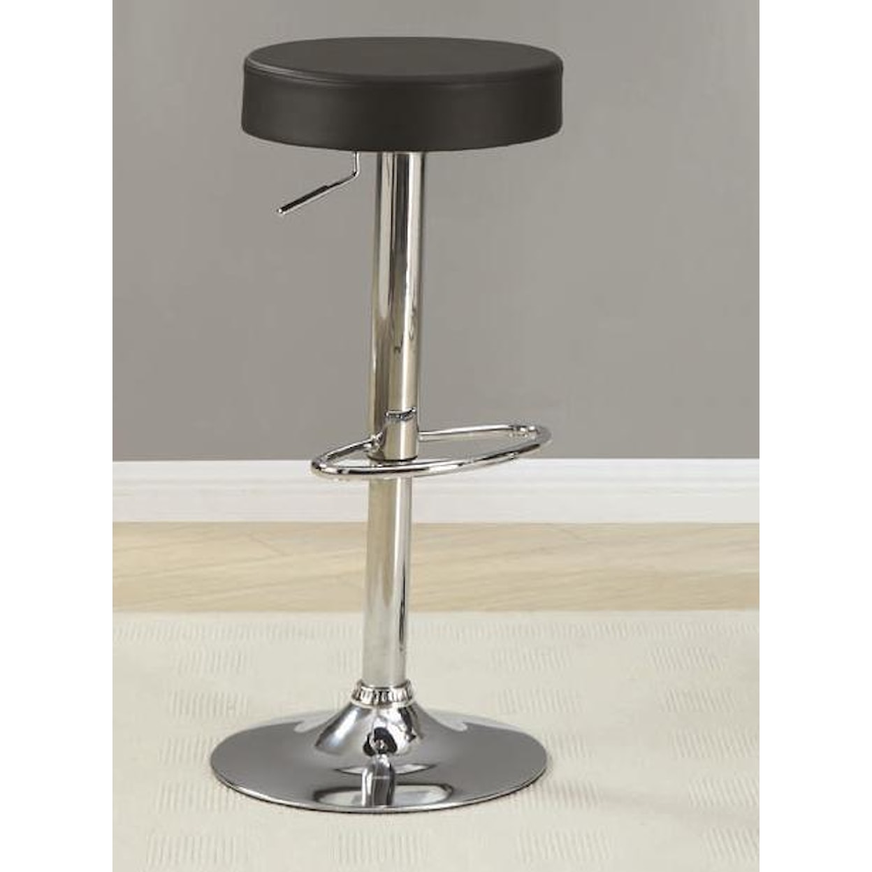 Coaster Dining Chairs and Bar Stools BLACK & CHROME NO BACK STOOL |