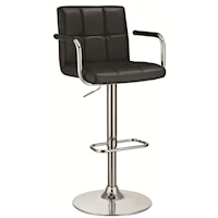 Adjustable Bar Stool with Black Upholstery