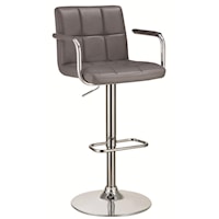 Adjustable Bar Stool with Grey Upholstery
