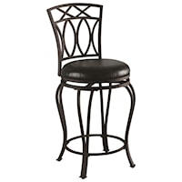 24" Elegant Metal Barstool with Black Faux Leather Seat
