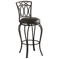 29" Elegant Metal Barstool with Black Faux Leather Seat