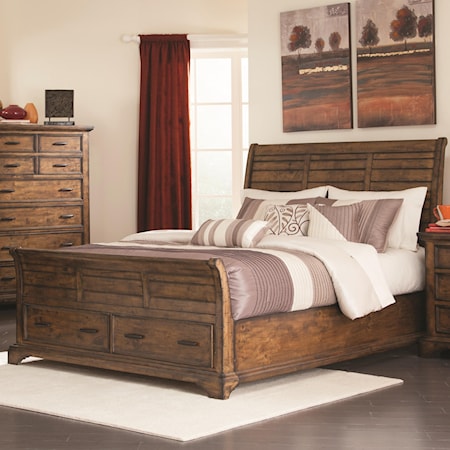 Queen Sleigh Bed with 2 Drawers