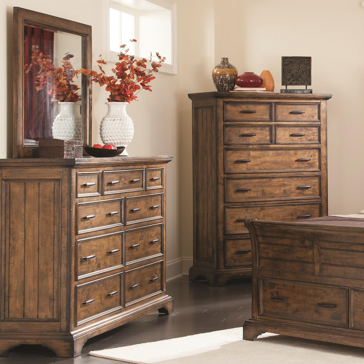 Coaster Elk Grove Dresser and Mirror Set