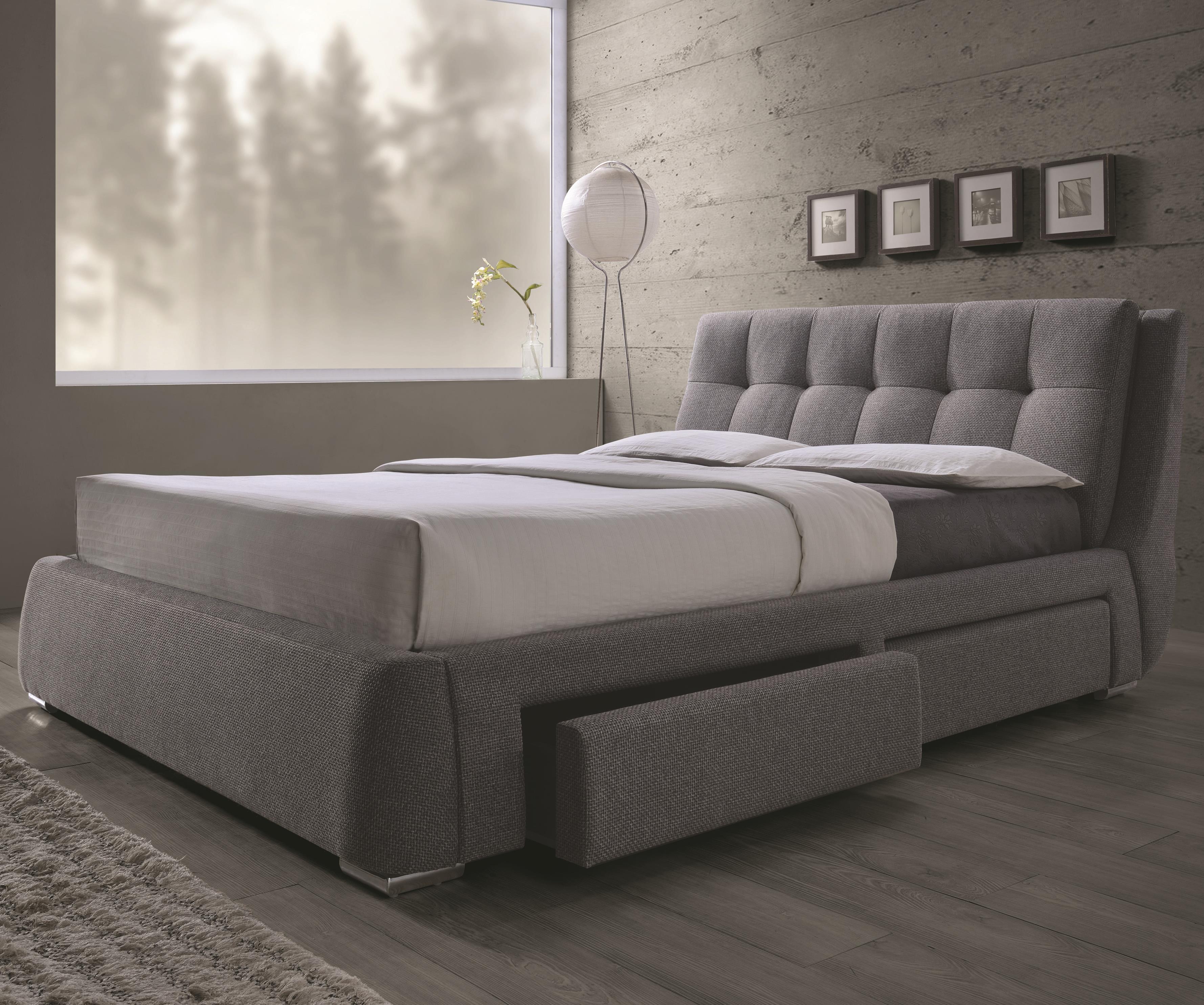 Queen Upholstered Bed with Storage Drawers