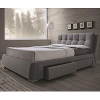 California King Upholstered Bed with Storage Drawers