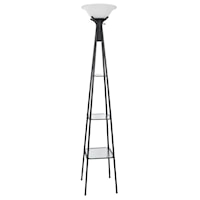 Torchiere Floor Lamp with Clear Glass Shelving