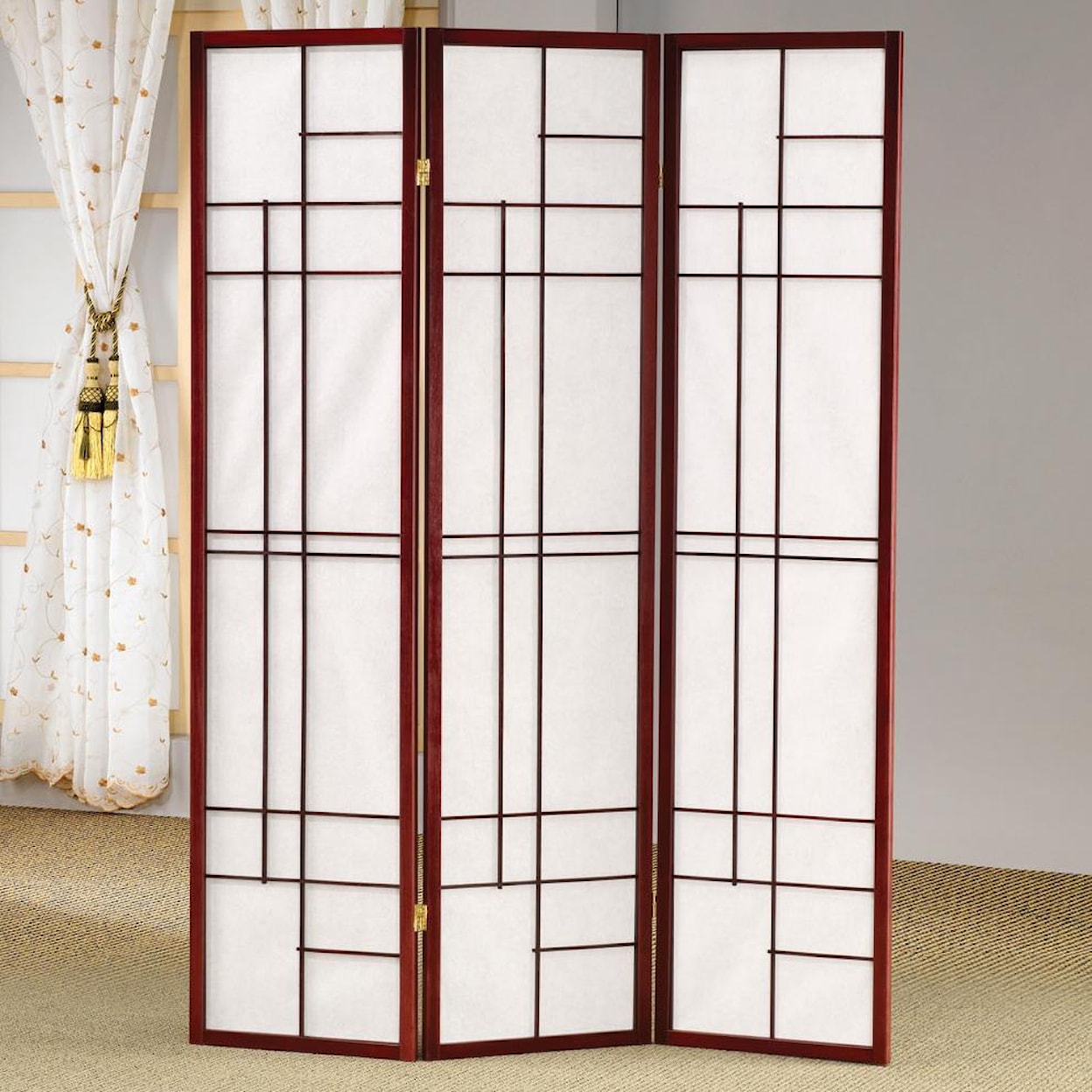 Coaster Folding Screens MAHOGANY 3 PANEL DRESSING SCREEN |