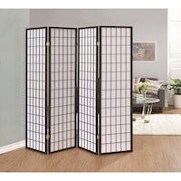 Grey Four Panel Folding Screen