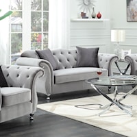 Glamorous Loveseat with Tufted Side Frame