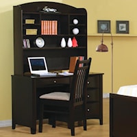 Single Pedestal Youth Computer Desk with Hutch