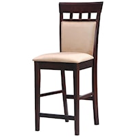 24" Upholstered Panel Back Bar Stool with Fabric Seat
