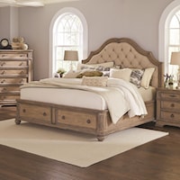 Queen Storage Bed with Upholstered Headboard