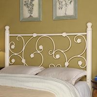 Full/Queen White Metal Headboard with Elegant Vine Pattern