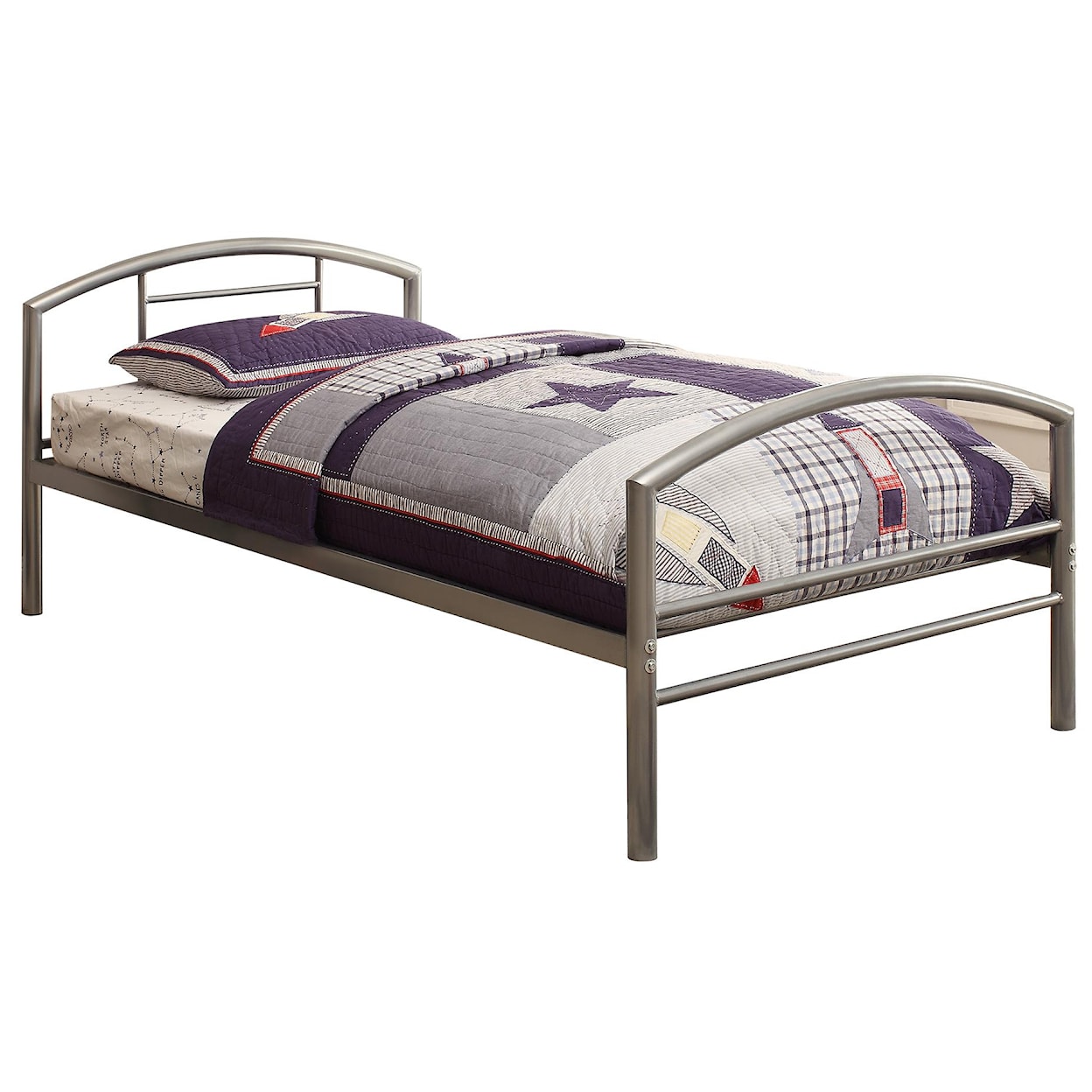 Coaster Iron Beds and Headboards BAINES SILVER TWIN BED |