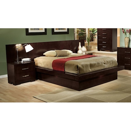 King Pier Platform Bed with Rail Seating and Lights 