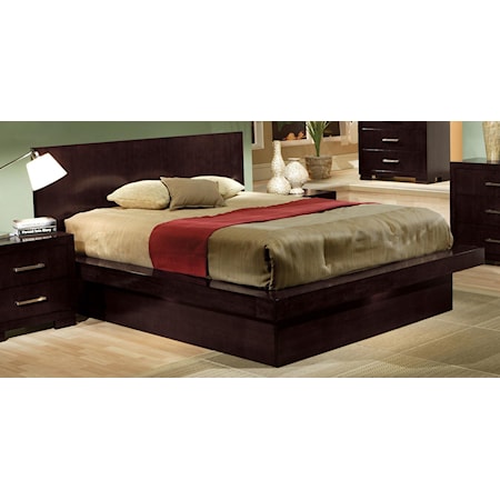 King Platform Bed with Rail Seating and Lights