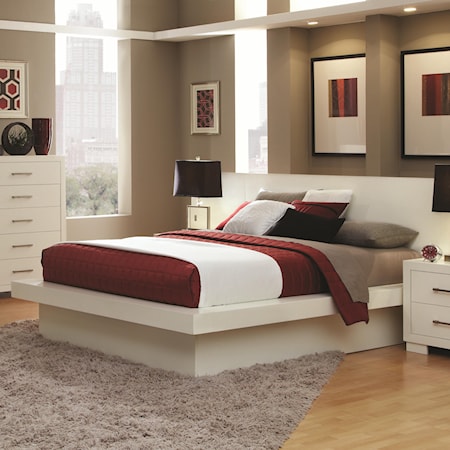 Queen Platform Bed with Rail Seating and Lights