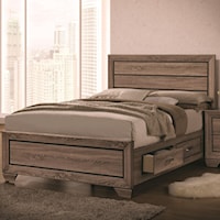King Bed with Panel Design and Storage Footboard