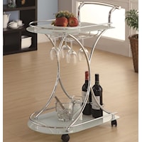 Serving Cart with 2 Frosted Glass Shelves