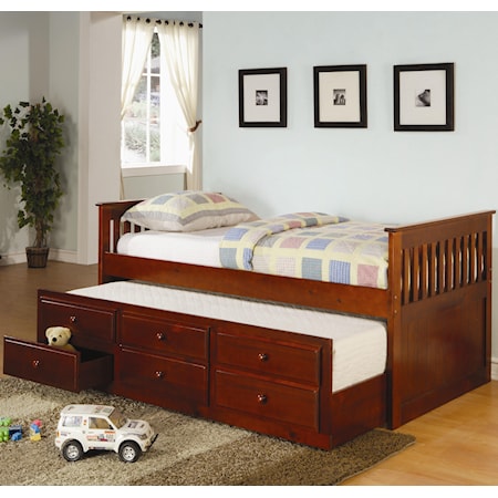 Twin Captain's Bed with Trundle and Storage Drawers