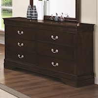 6 Drawer Dresser with Silver Bails