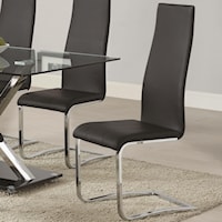 Black Faux Leather Dining Chair with Chrome Legs