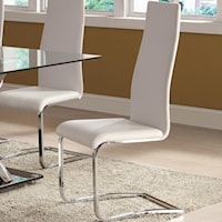 White Faux Leather Dining Chair with Chrome Legs
