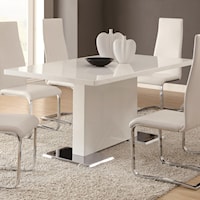 White Dining Table with Chrome Metal Base