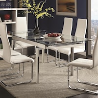 Contemporary Glass Dining Table with Leaves
