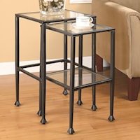 2 Piece Glass and Metal Nesting Tables