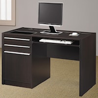 Contemporary Single Pedestal Computer Desk with Charging Station