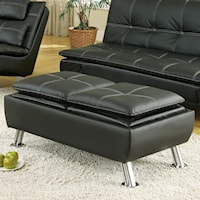 Faux Leather Storage Ottoman with Reversible Tray Tops