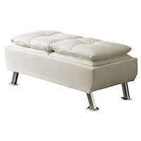Faux Leather Ottoman with Reversible Tray Tops