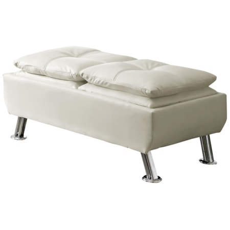 Faux Leather Ottoman w/ Reversible Tray Tops