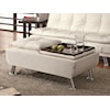 Coaster Ottomans Faux Leather Ottoman w/ Reversible Tray Tops