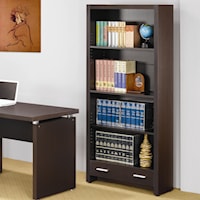 CAPPUCCINO 5 SHELF BOOKCASE WITH | STORAGE DRAWERS